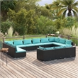 vidaXL 13 Piece Steel Garden Lounge Set in Black/Blue