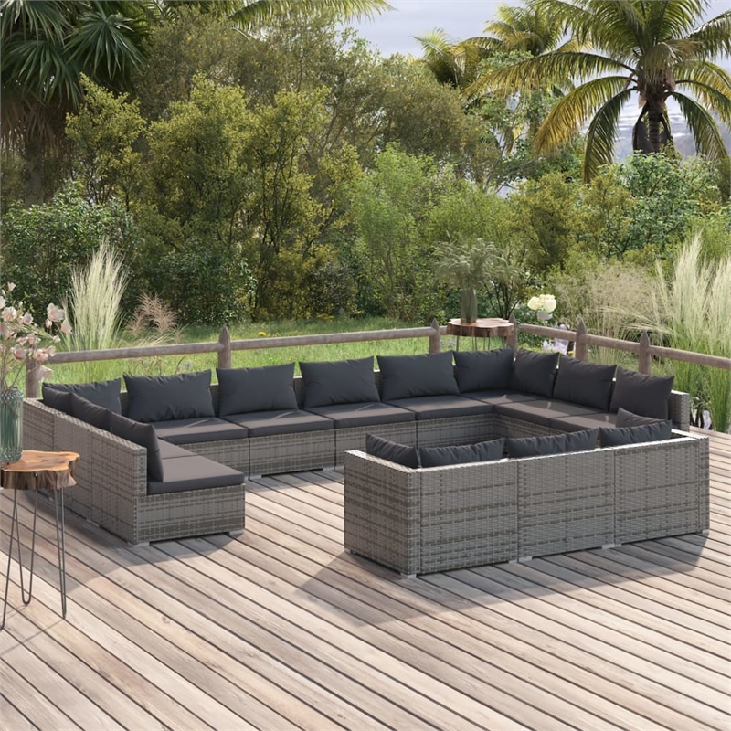 vidaXL 13 Piece Steel Garden Lounge Set in Gray/Anthracite