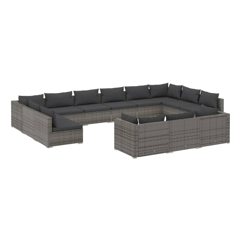vidaXL 13 Piece Steel Garden Lounge Set in Gray/Anthracite