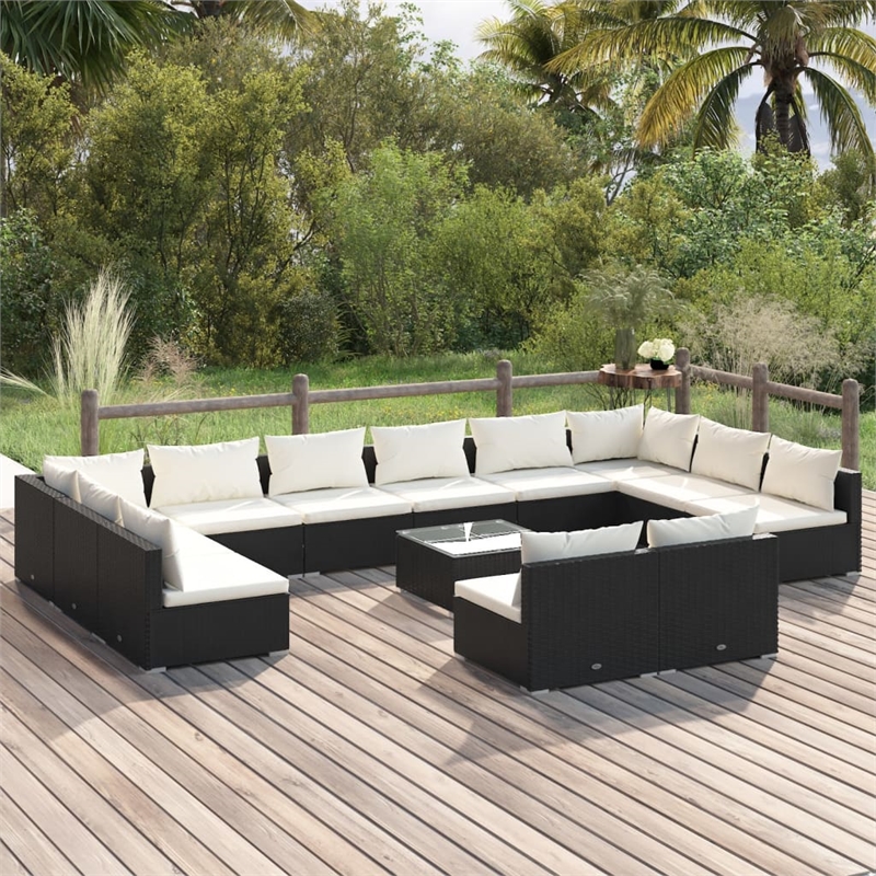 vidaXL 13 Piece Steel Garden Lounge Set in Black