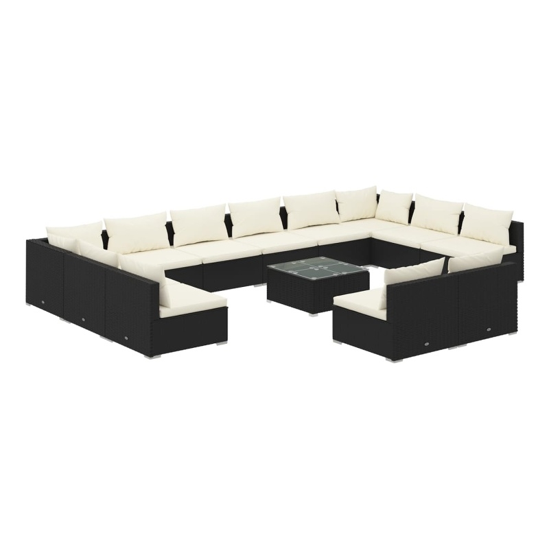 vidaXL 13 Piece Steel Garden Lounge Set in Black