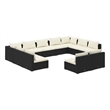 vidaXL 11 Piece Steel Garden Lounge Set in Black/Cream