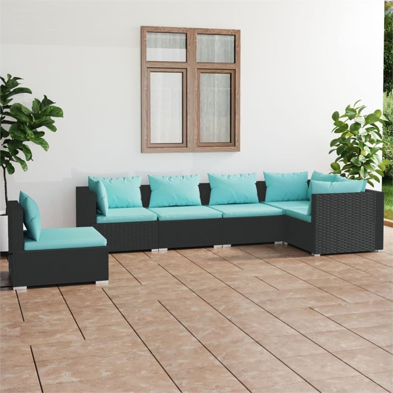vidaXL 6 Piece Steel Garden Lounge Set in Black