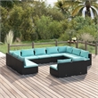 vidaXL 11 Piece Steel Garden Lounge Set in Black/Blue