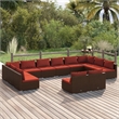 vidaXL 12 Piece Poly Rattan Garden Lounge Set in Red/Brown
