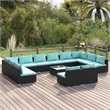 vidaXL 13 Piece Steel Garden Lounge Set in Black/Blue