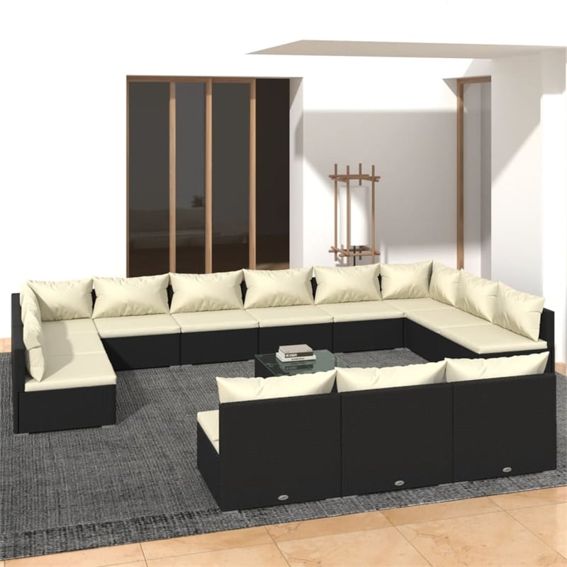 vidaXL 13 Piece Steel Garden Lounge Set in Black