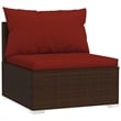 vidaXL 4 Piece Poly Rattan Garden Lounge Set in Red/Brown