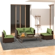 vidaXL 4 Piece Steel Garden Lounge Set in Green/Brown