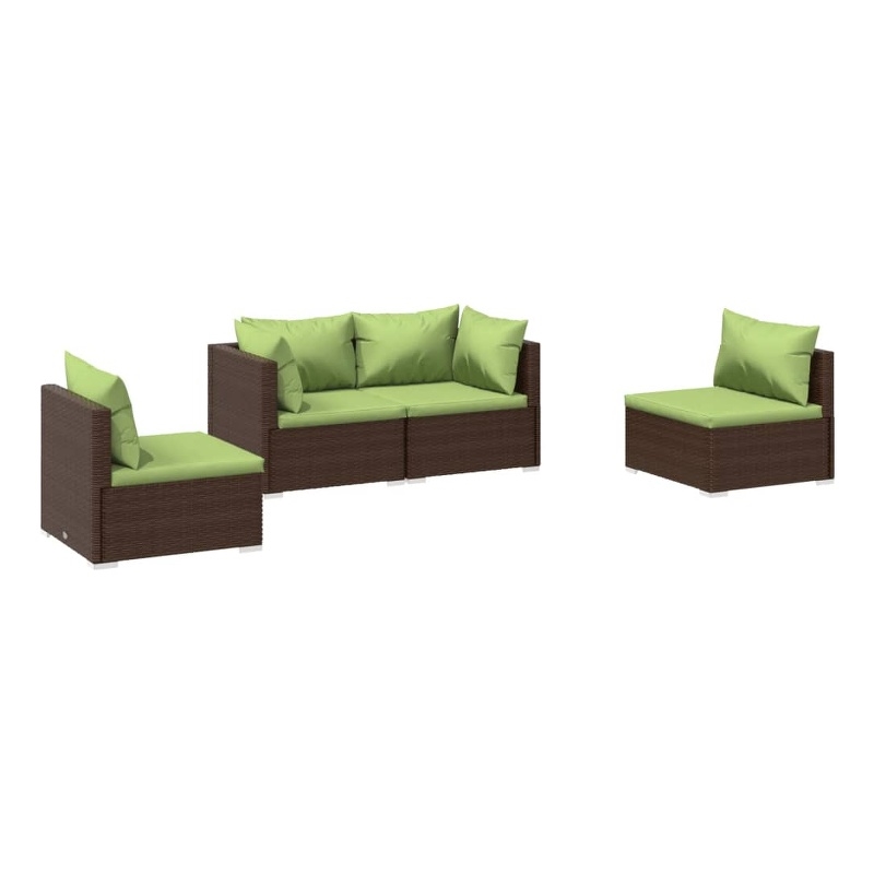 vidaXL 4 Piece Steel Garden Lounge Set in Green/Brown