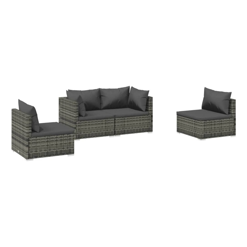 vidaXL 4 Piece Steel Small Garden Lounge Set in Gray/Anthracite