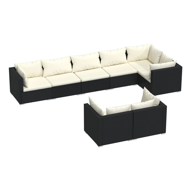 vidaXL 8 Piece Poly Rattan Garden Lounge Set in Black