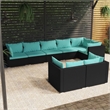 vidaXL 8 Piece Steel Garden Lounge Set in Black/Blue