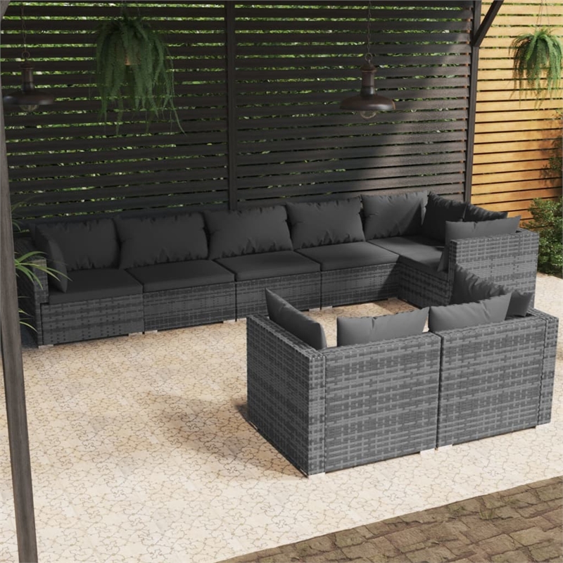 vidaXL 8 Piece Steel Garden Lounge Set in Gray/Anthracite