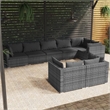 vidaXL 8 Piece Steel Garden Lounge Set in Gray/Anthracite