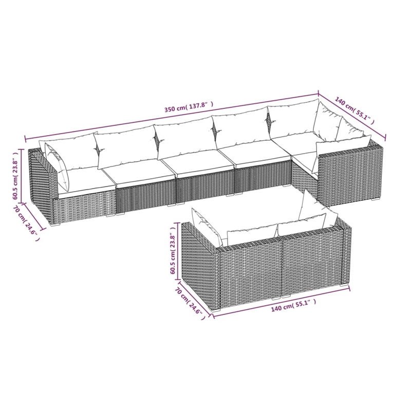 vidaXL 8 Piece Steel Garden Lounge Set in Gray/Anthracite