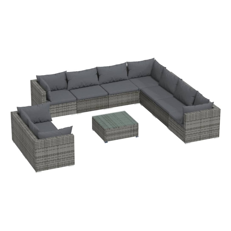 vidaXL 10 Piece Steel Large Garden Lounge Set in Gray/Anthracite