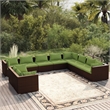 vidaXL 10 Piece Steel Garden Lounge Set in Green/Brown