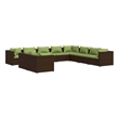 vidaXL 10 Piece Steel Garden Lounge Set in Green/Brown