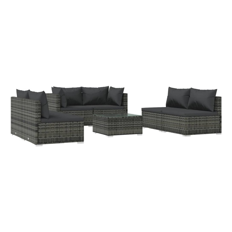 vidaXL 7 Piece Steel Medium Garden Lounge Set in Gray/Anthracite