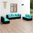 vidaXL 7 Piece Poly Rattan Medium Garden Lounge Set in Black