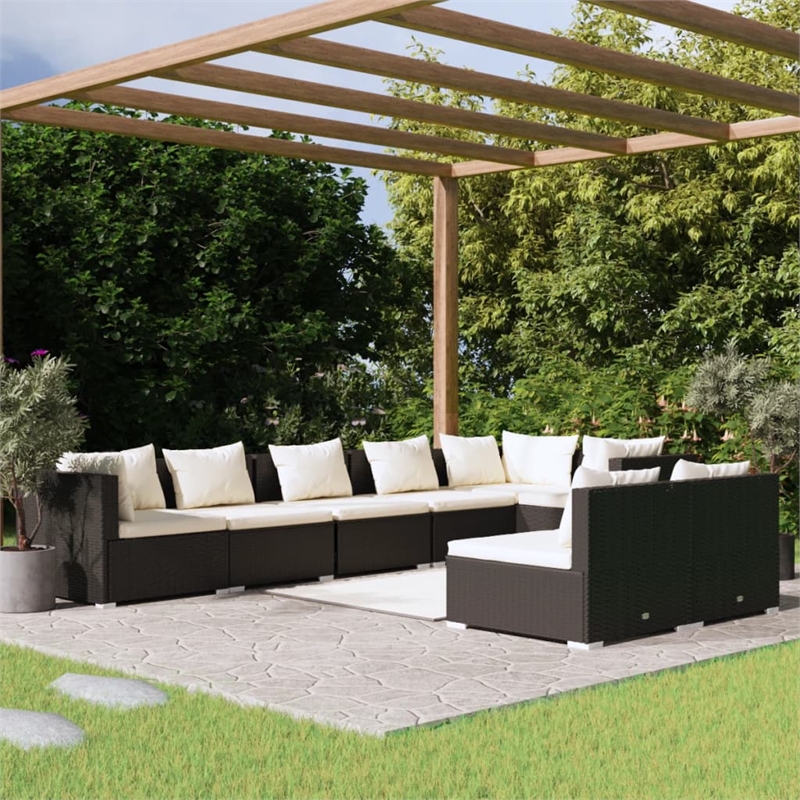vidaXL 8 Piece Steel Garden Lounge Set in Black