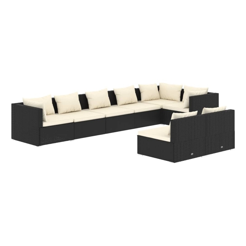 vidaXL 8 Piece Steel Garden Lounge Set in Black