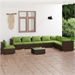 vidaXL 9 Piece Steel Garden Lounge Set in Green/Brown