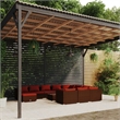 vidaXL Poly Rattan Large Garden Lounge Set in Red/Brown