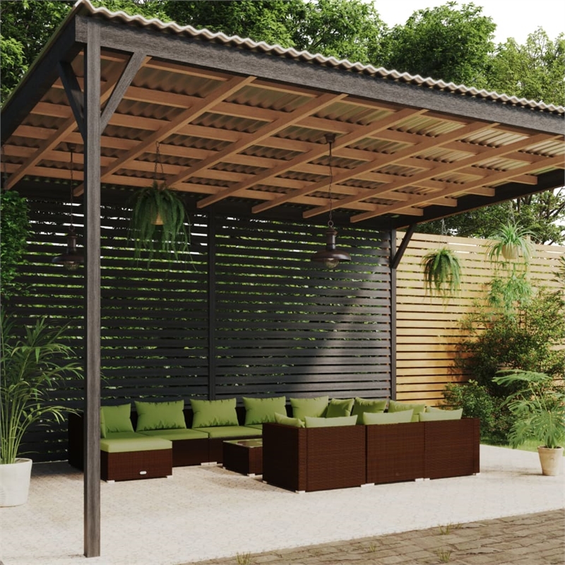 vidaXL 12 Piece Steel Garden Lounge Set in Brown