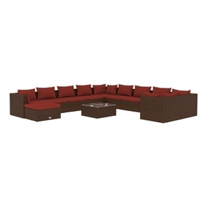vidaXL 12 Piece Poly Rattan Garden Lounge Set in Brown