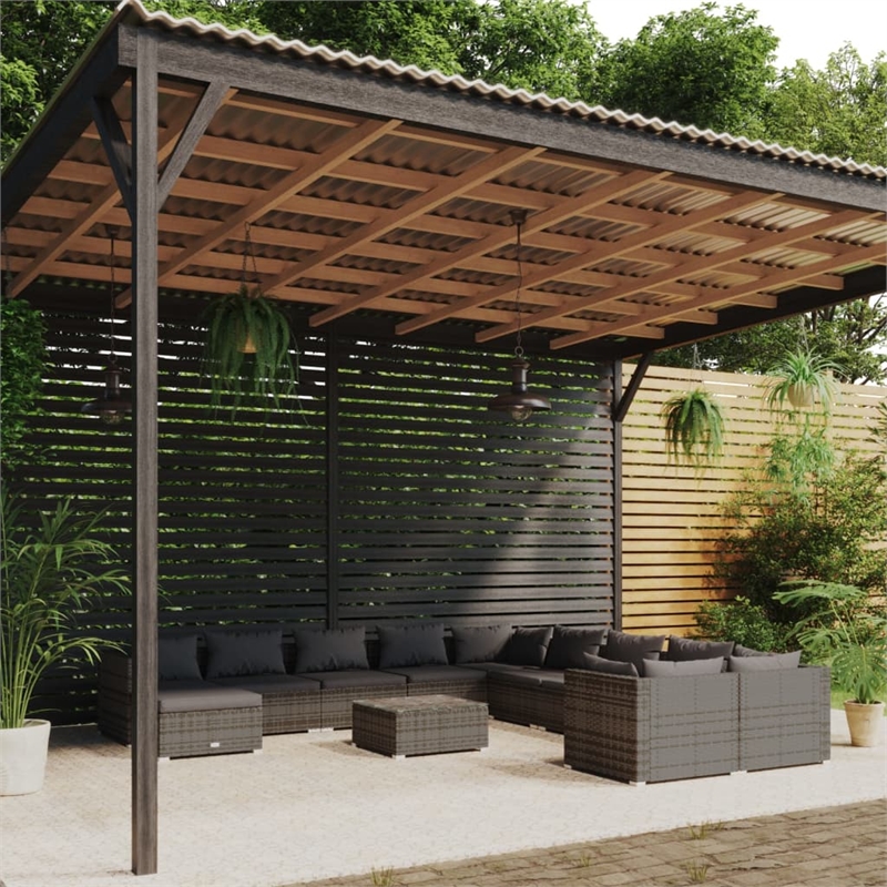 vidaXL 12 Piece Steel Garden Lounge Set in Gray/Anthracite