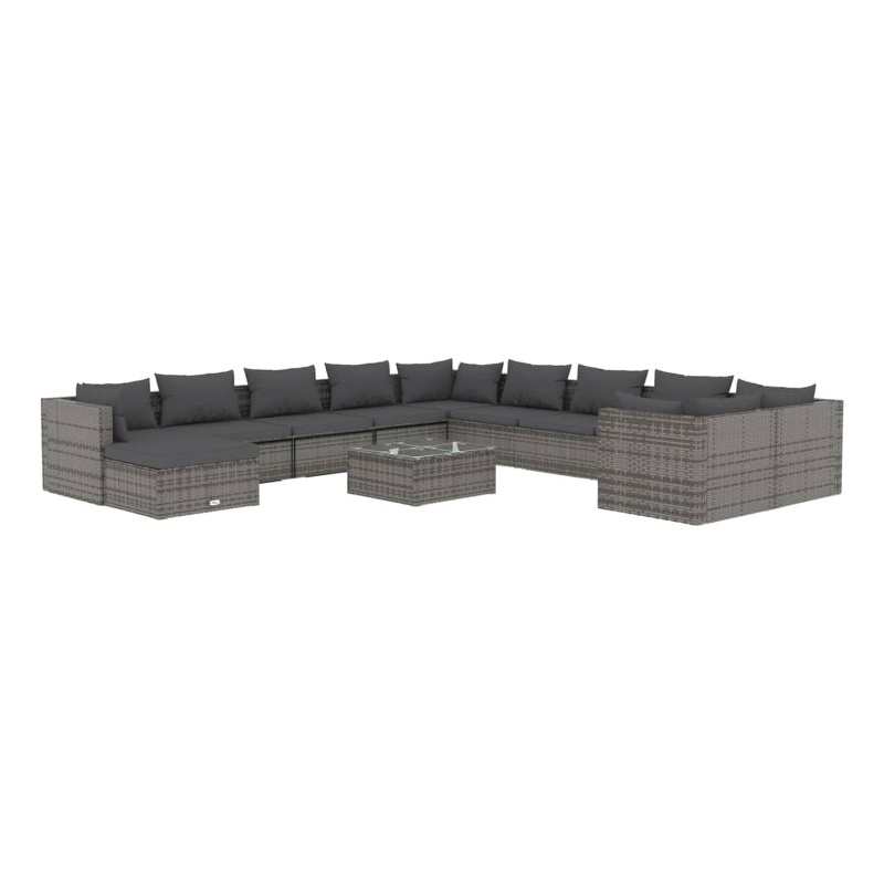 vidaXL 12 Piece Steel Garden Lounge Set in Gray/Anthracite