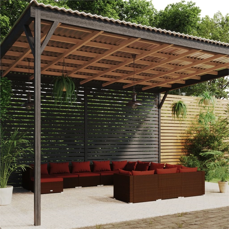 vidaXL Large Garden Lounge Set in Red/Brown