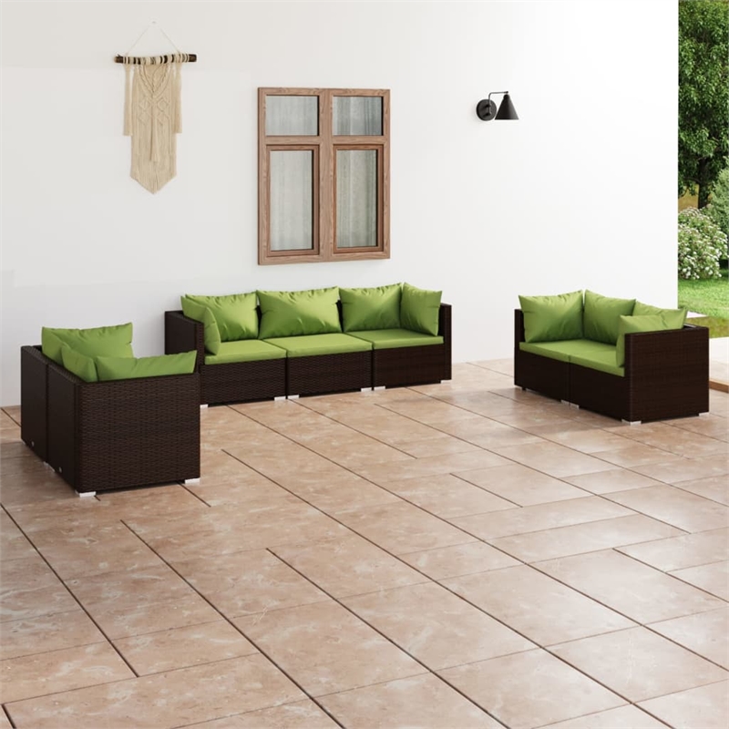 vidaXL 7 Piece Steel Garden Lounge Set in Green/Brown