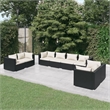 vidaXL 8 Piece Poly Rattan Garden Lounge Set in Black/Cream