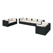 vidaXL 8 Piece Poly Rattan Garden Lounge Set in Black/Cream