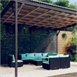 vidaXL 10 Piece Steel Garden Lounge Set in Black/Blue