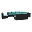 vidaXL 10 Piece Steel Garden Lounge Set in Black/Blue