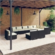 vidaXL 10 Piece Poly Rattan Large Garden Lounge Set in Black/Cream