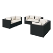 vidaXL 6 Piece Steel Garden Lounge Set in Black/Cream