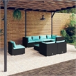 vidaXL 9 Piece Steel Large Garden Lounge Set in Black/Blue