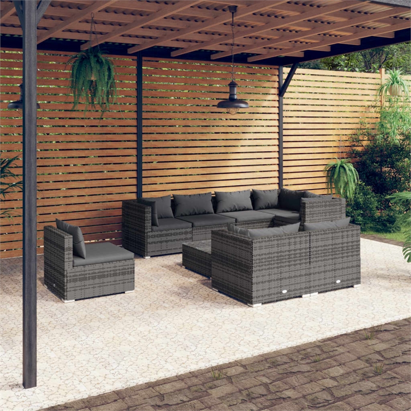 vidaXL 9 Piece Steel Garden Lounge Set in Gray/Anthracite