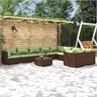 vidaXL 10 Piece Steel Garden Lounge Set in Green/Brown