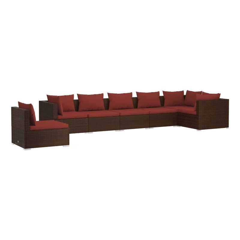 vidaXL 7 Piece Steel Garden Lounge Set in Red/Brown