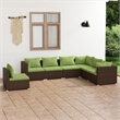 vidaXL 7 Piece Steel Garden Lounge Set in Green/Brown