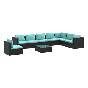 vidaXL 9 Piece Small Garden Lounge Set in Black