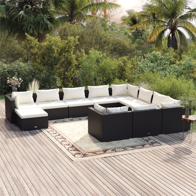 vidaXL 11 Piece Steel Large Garden Lounge Set in Black