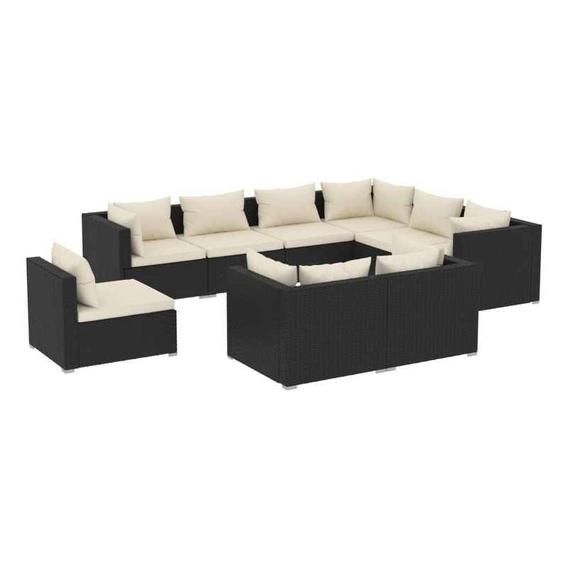 vidaXL 9 Piece Garden Lounge Set in Black/Cream
