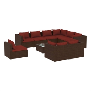 vidaXL 10 Piece Steel Garden Lounge Set in Brown